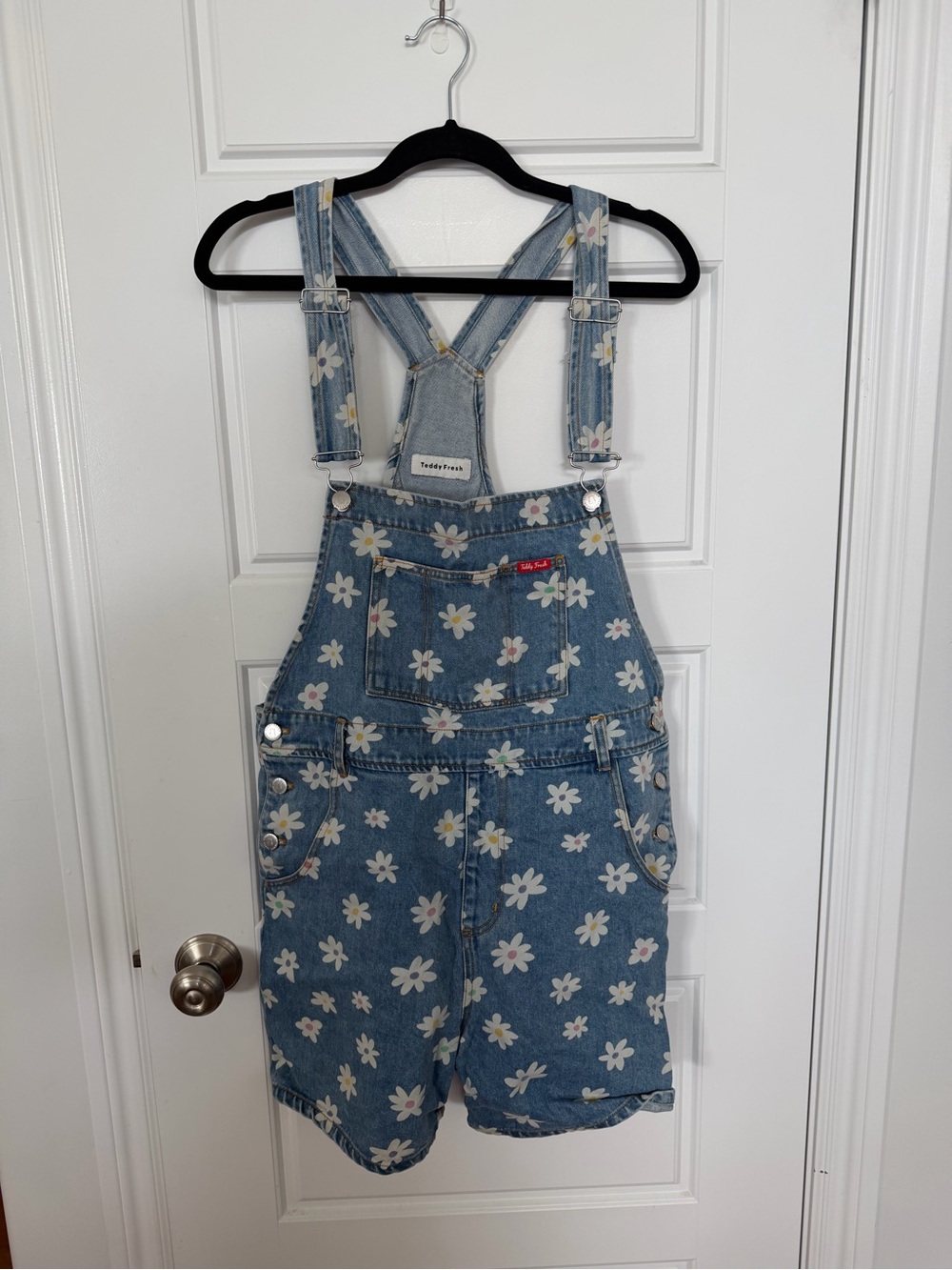 Teddy Fresh Flower Shortalls Denim Overall Romper